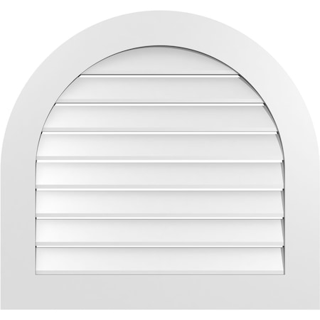 Ekena Millwork Round Top Surface Mount PVC Gable Vent: Functional, w/ 3-1/2"W x 1"P Standard Frame, 32"W x 30"H GVPRT32X3001SF